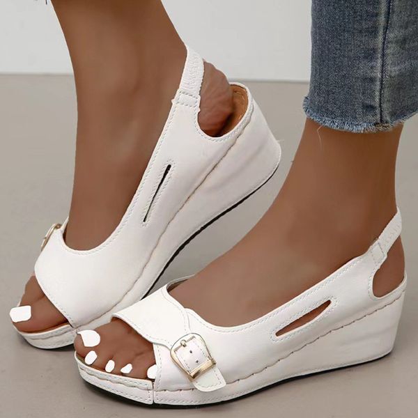 sandals sandal wanita musim panas 2023 hak sepatu wedges elegan sandalias mujer untuk alas kaki wedge 230517, Black